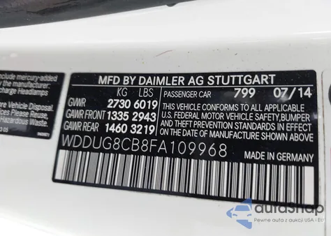 2015 Mercedes-Benz S 550 from USA, damaged, VIN WDDUG8CB8FA109968